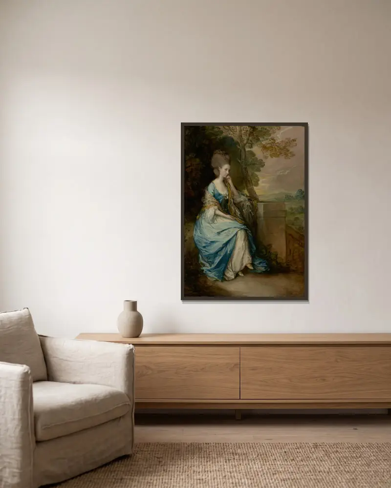 Porträtt av Anne, grevinna av Chesterfield av Thomas Gainsborough inramad på en vägg