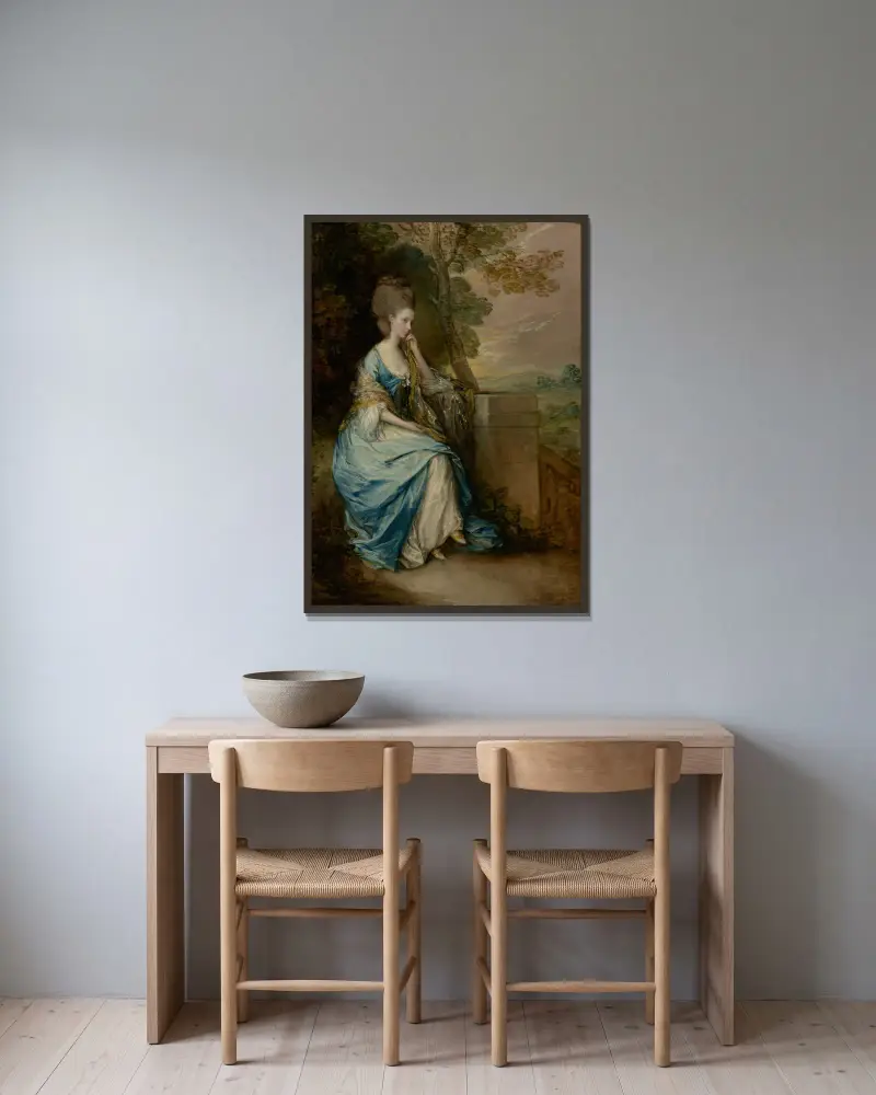 Porträtt av Anne, grevinna av Chesterfield av Thomas Gainsborough inramad på en vägg