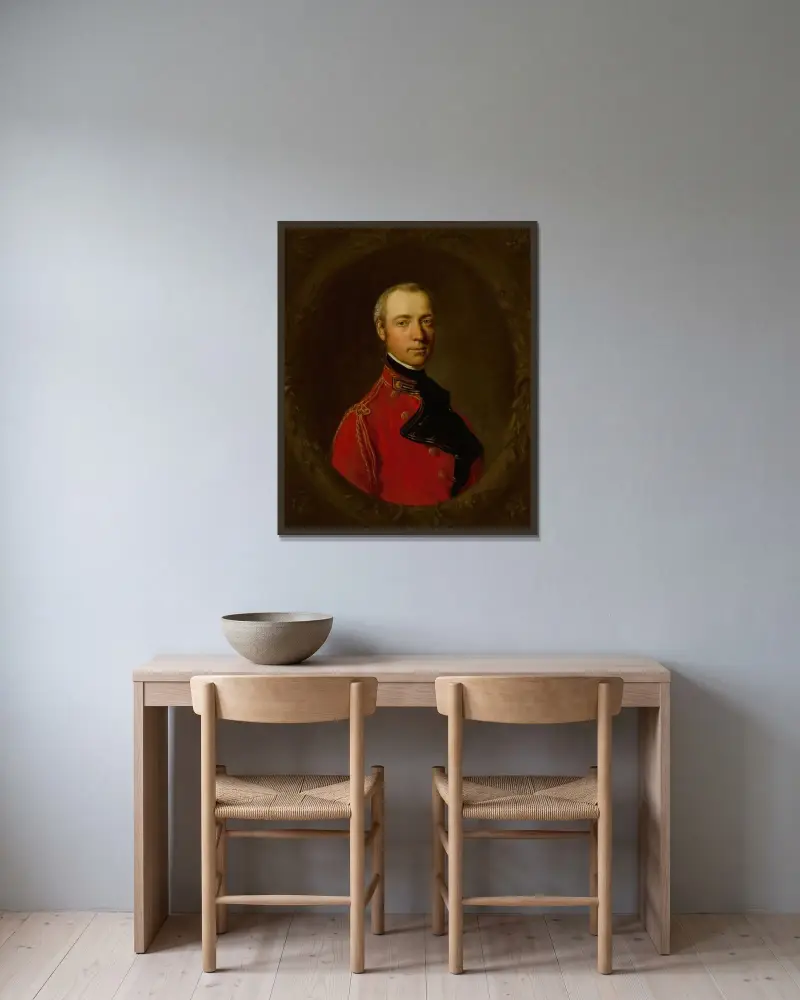 Porträt von Oberst The Hon. Charles Hamilton von Thomas Gainsborough gerahmt an einer Wand