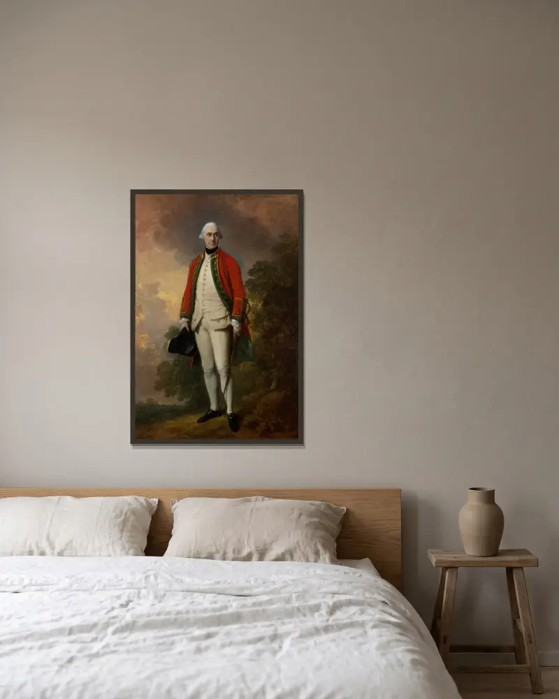 Porträtt av George Pitt, första baron Rivers av Thomas Gainsborough inramad på en vägg