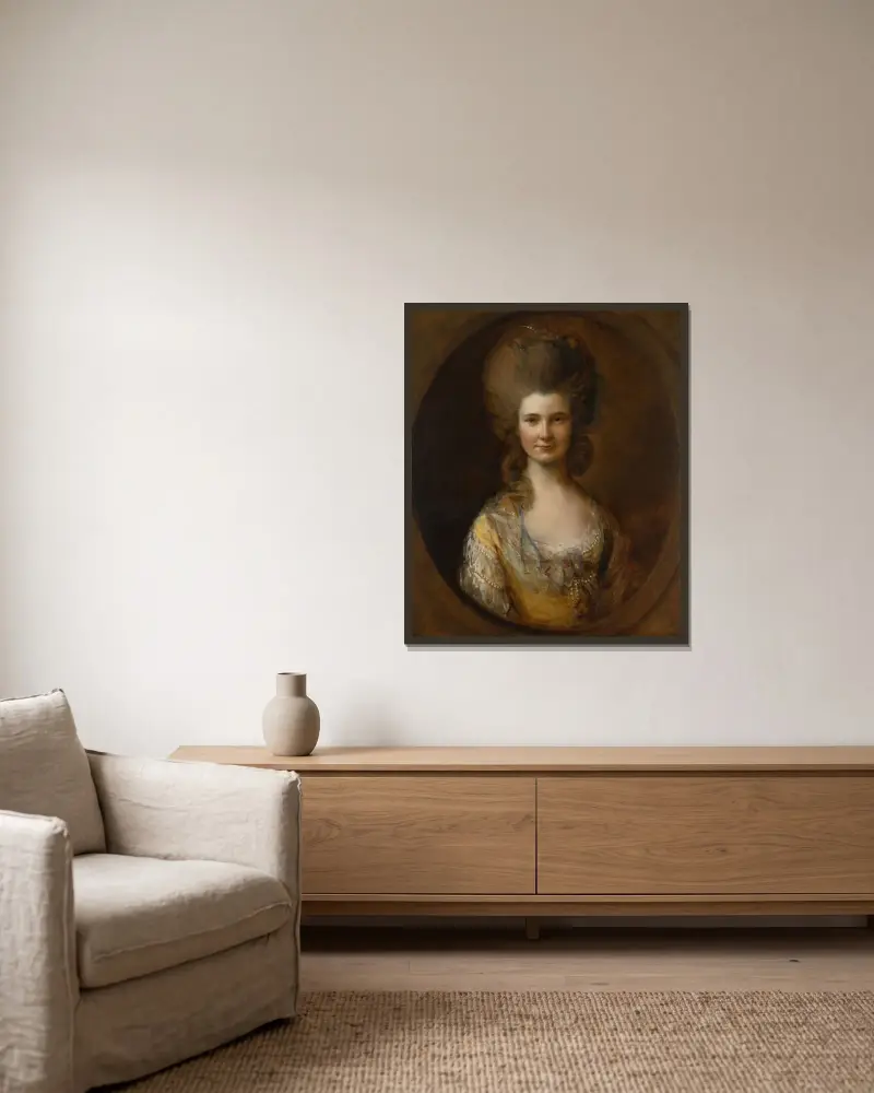 Porträtt av Isabella Kinloch, född Mylne (1753–1827) av Thomas Gainsborough inramad på en vägg