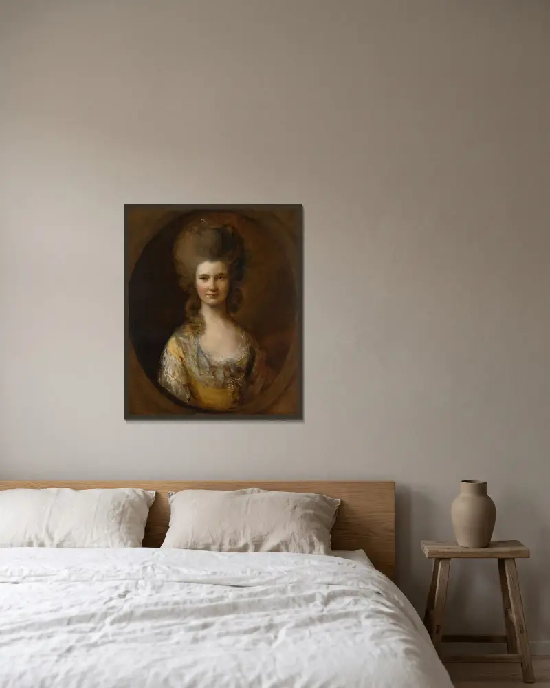 Porträtt av Isabella Kinloch, född Mylne (1753–1827) av Thomas Gainsborough inramad på en vägg