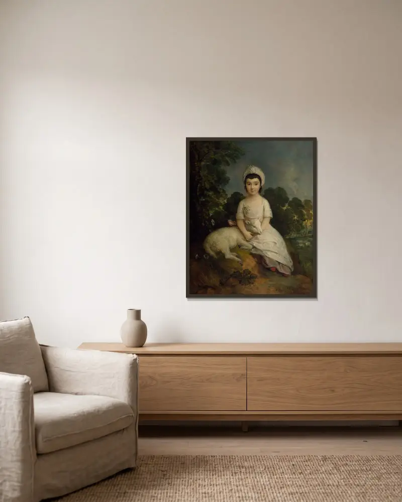 Porträtt av Isabelle Bell Franks av Thomas Gainsborough inramad på en vägg