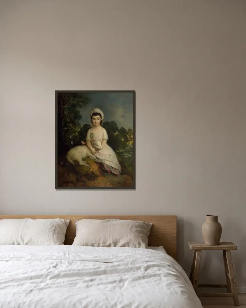 Porträtt av Isabelle Bell Franks av Thomas Gainsborough inramad på en vägg
