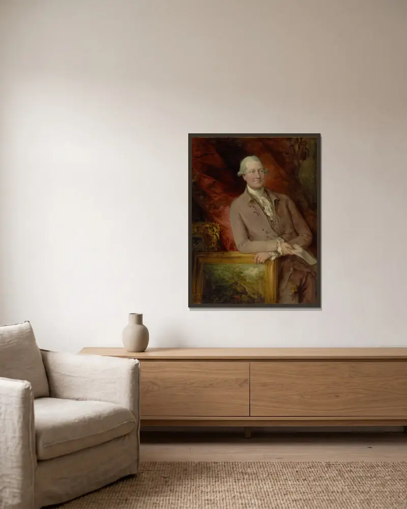 Porträtt av James Christie av Thomas Gainsborough inramad på en vägg