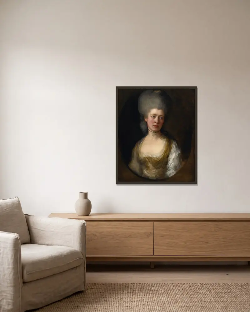 Porträtt av lady Catherine Ponsonby, hertiginna av St Albans av Thomas Gainsborough inramad på en vägg