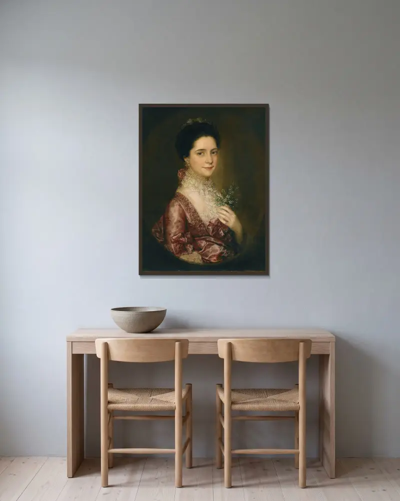 Porträt von Mrs. Richards von Thomas Gainsborough gerahmt an einer Wand
