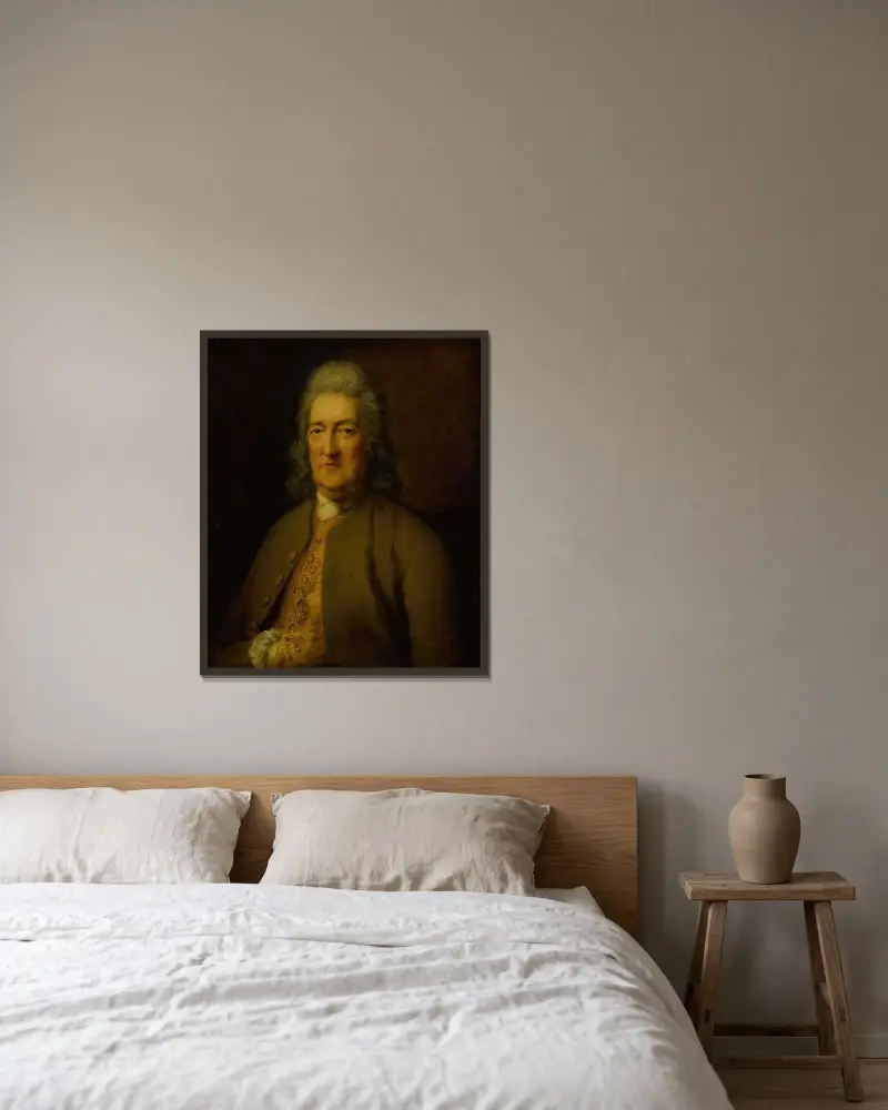 Porträtt av kirurgen David Middleton av Thomas Gainsborough inramad på en vägg