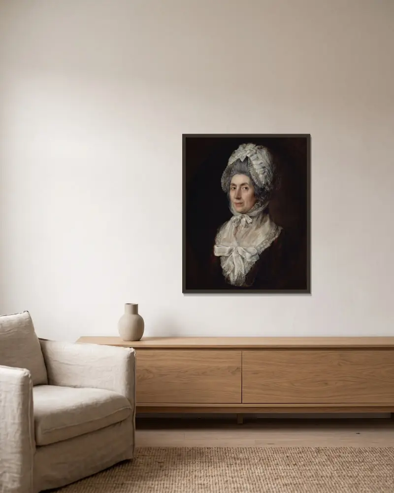 Sarah Dupont av Thomas Gainsborough inramad på en vägg