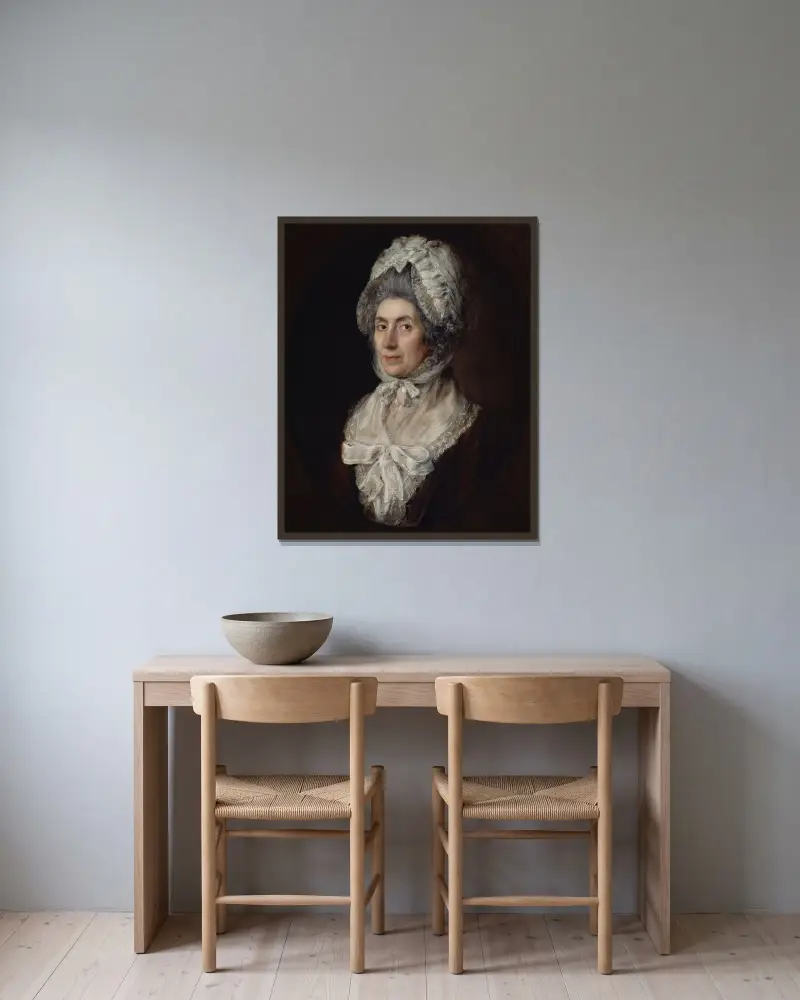 Sarah Dupont av Thomas Gainsborough inramad på en vägg