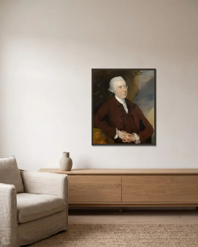 Sir George Scott Chad, baronet av Thursford av Thomas Gainsborough inramad på en vägg