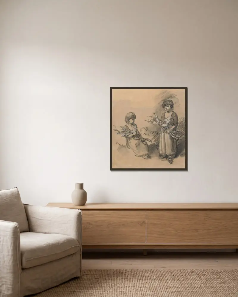 Studia dziewcząt niosących wiązki chrustu, Thomas Gainsborough w ramie na ścianie