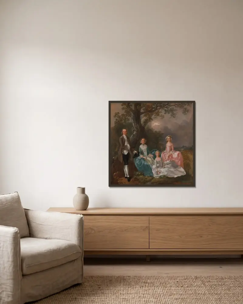 Familjen Gravenor av Thomas Gainsborough inramad på en vägg