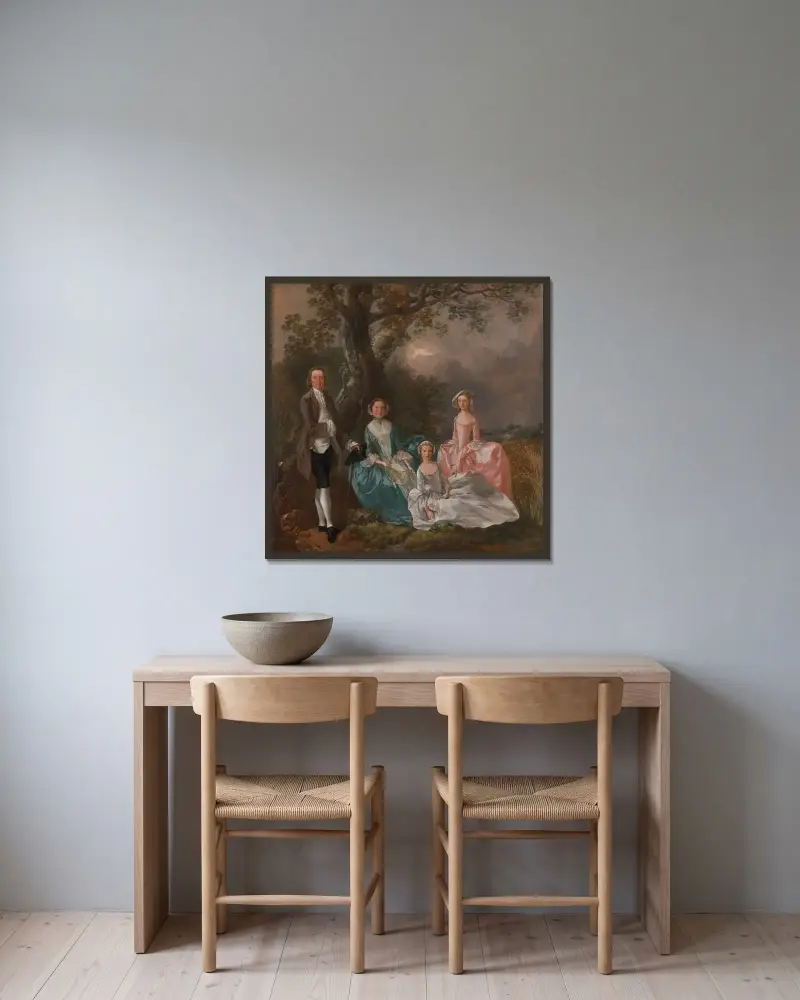 Familjen Gravenor av Thomas Gainsborough inramad på en vägg