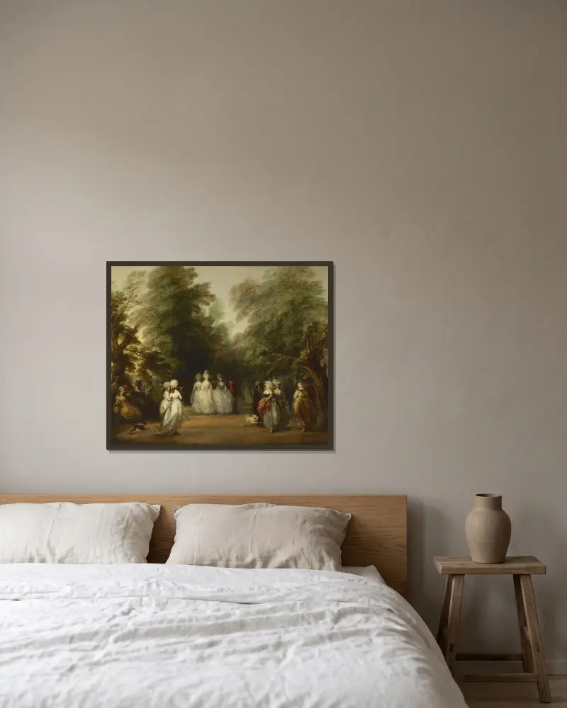 Promenaden i St. James's Park av Thomas Gainsborough inramad på en vägg