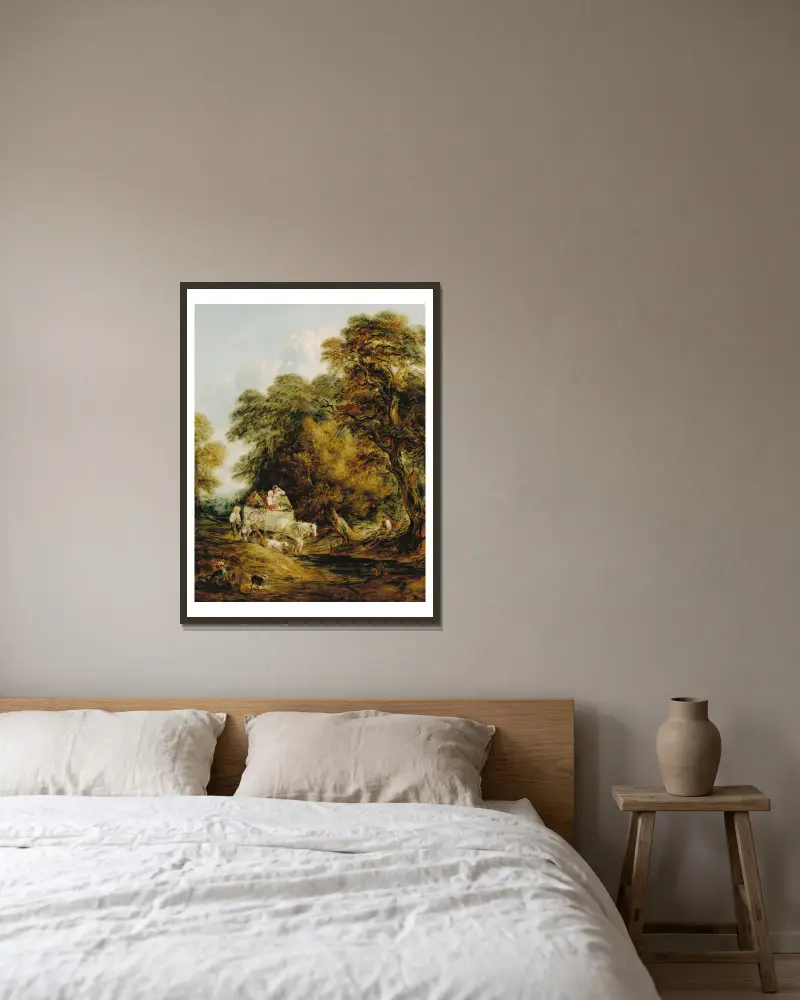 Marknadsvagnen av Thomas Gainsborough inramad på en vägg