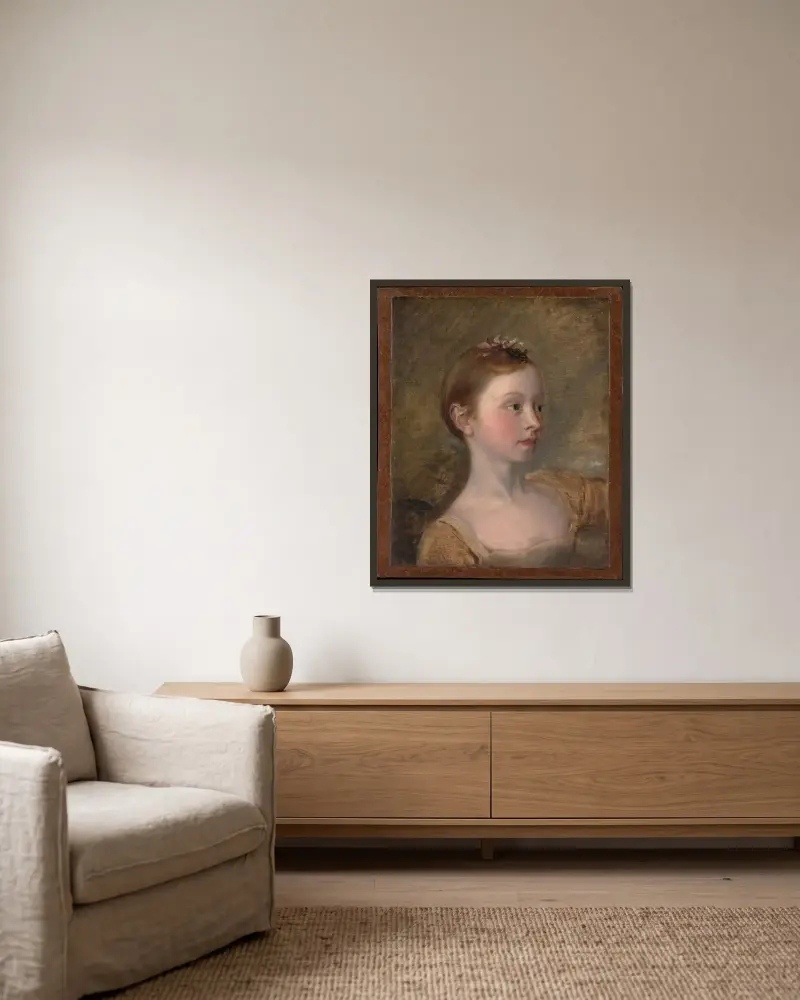 Konstnärens dotter Mary av Thomas Gainsborough inramad på en vägg