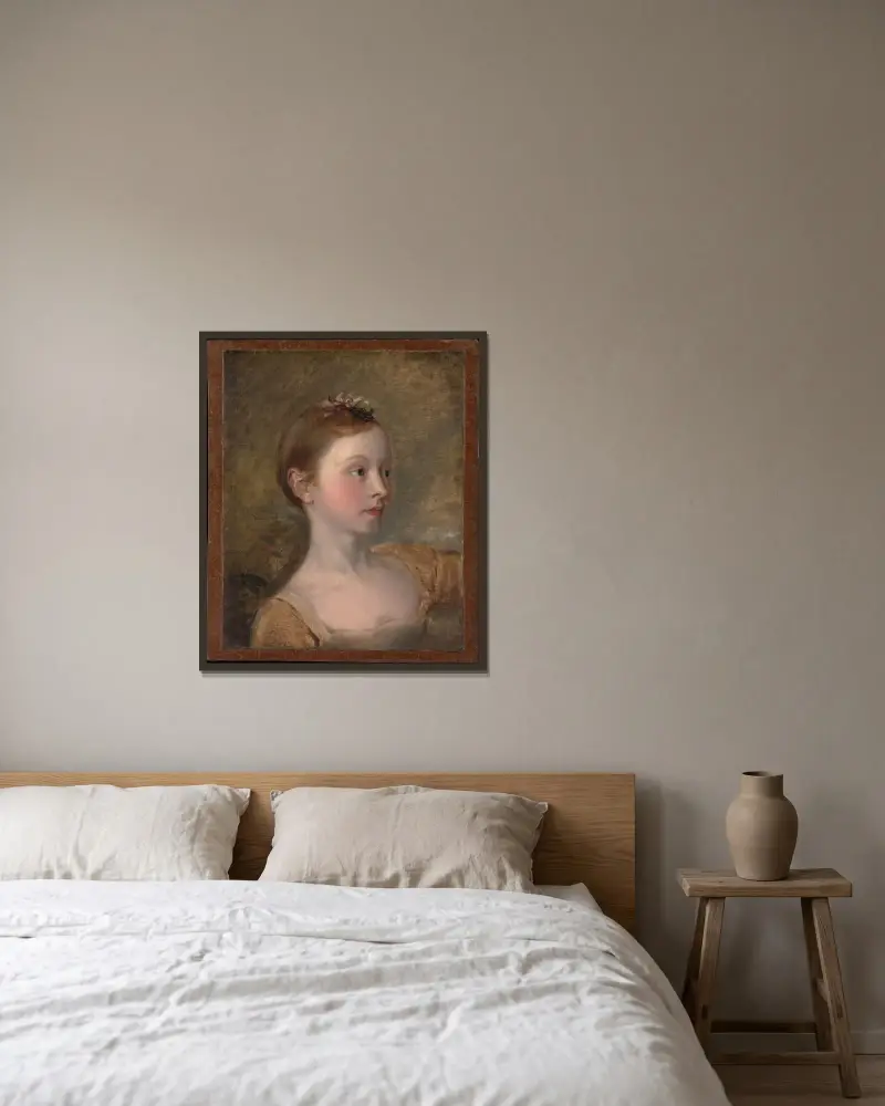 Konstnärens dotter Mary av Thomas Gainsborough inramad på en vägg