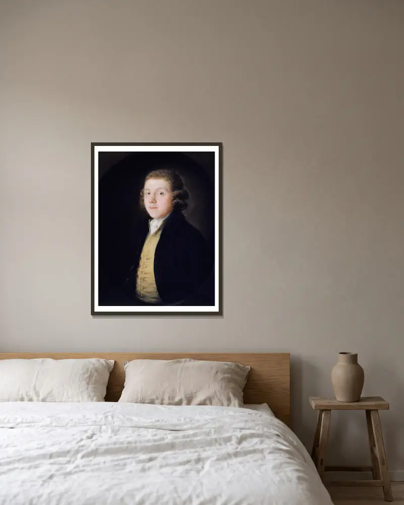 The Reverend Samuel Kilderbee av Thomas Gainsborough inramad på en vägg