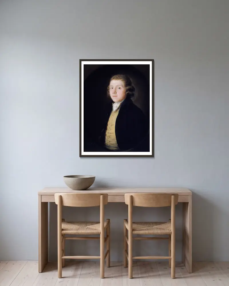 The Reverend Samuel Kilderbee av Thomas Gainsborough inramad på en vägg