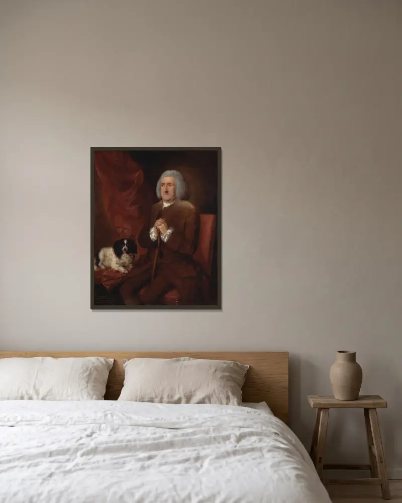 William Lowndes, Rechnungsprüfer des Schatzamtes Seiner Majestät von Thomas Gainsborough gerahmt an einer Wand