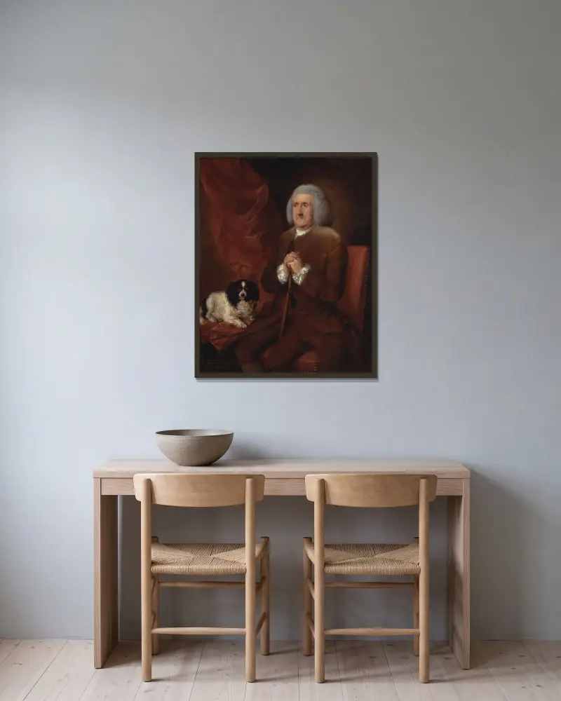 William Lowndes, Rechnungsprüfer des Schatzamtes Seiner Majestät von Thomas Gainsborough gerahmt an einer Wand