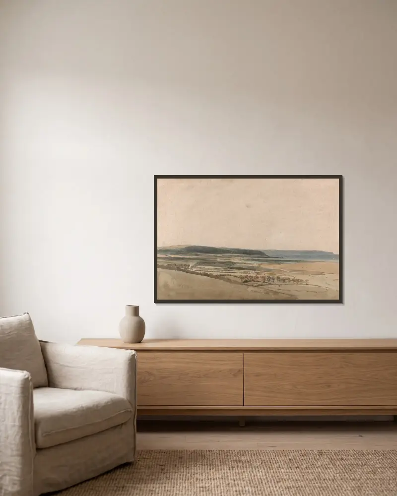 Mündung des Flusses Taw, Devon von Thomas Girtin gerahmt an einer Wand