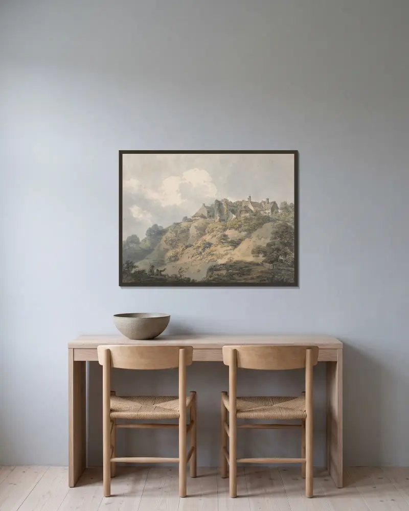 Blick auf Winchelsea, Sussex von Thomas Girtin gerahmt an einer Wand