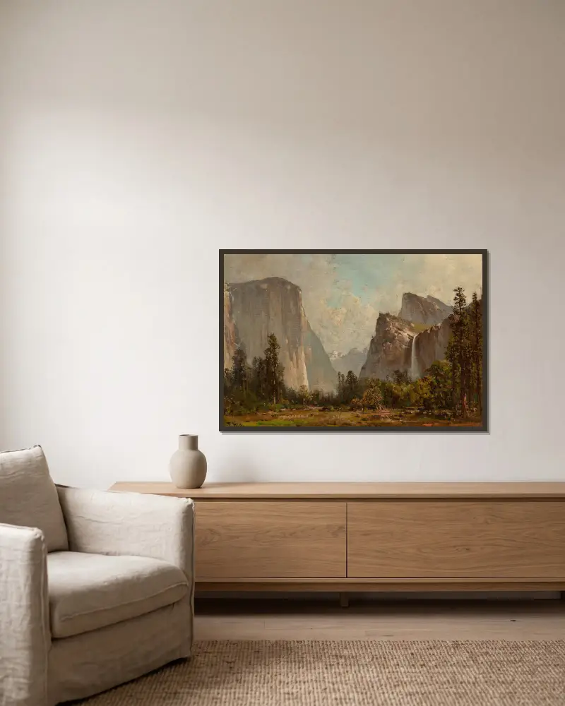 Bramy Yosemite i wodospad Bridal Veil, Thomas Hill w ramie na ścianie