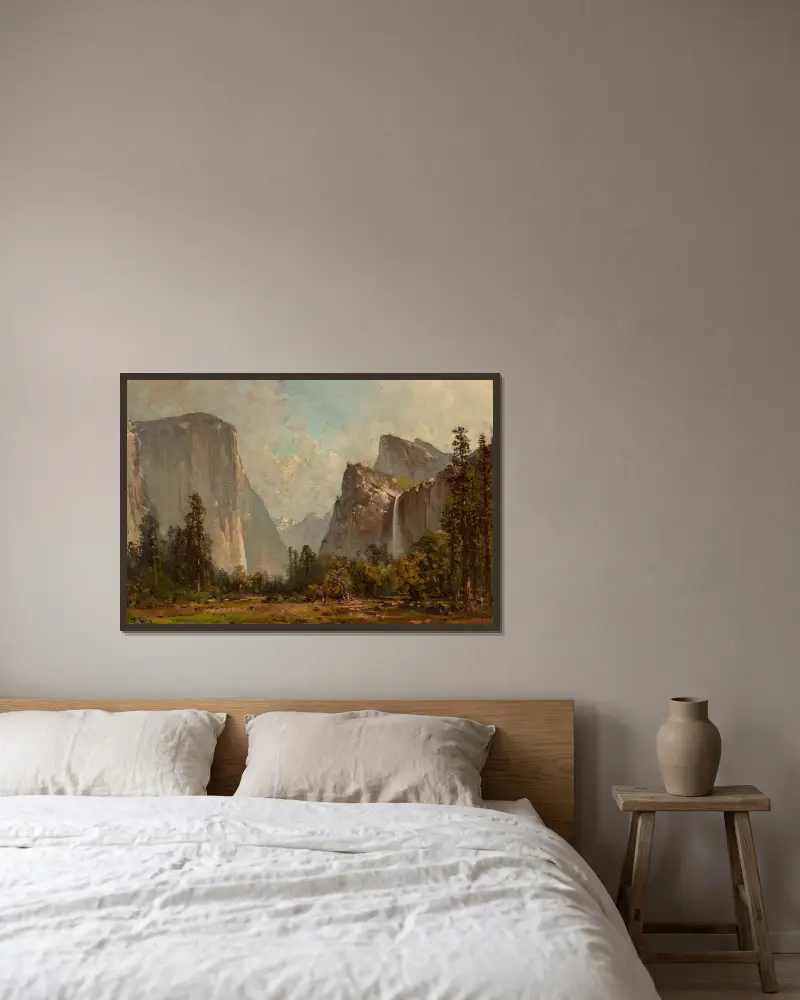 Bramy Yosemite i wodospad Bridal Veil, Thomas Hill w ramie na ścianie