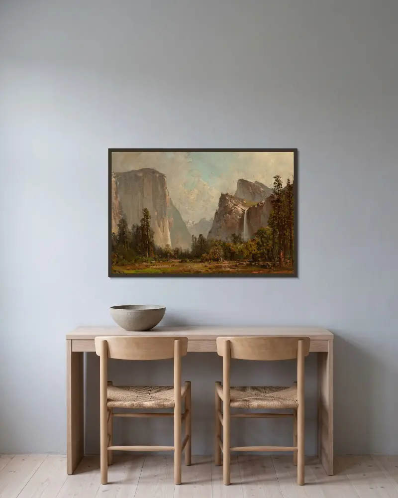 Bramy Yosemite i wodospad Bridal Veil, Thomas Hill w ramie na ścianie