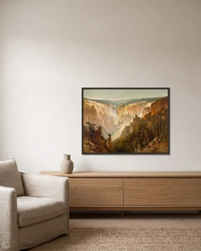 Der Grand Canyon des Yellowstone von Thomas Hill gerahmt an einer Wand