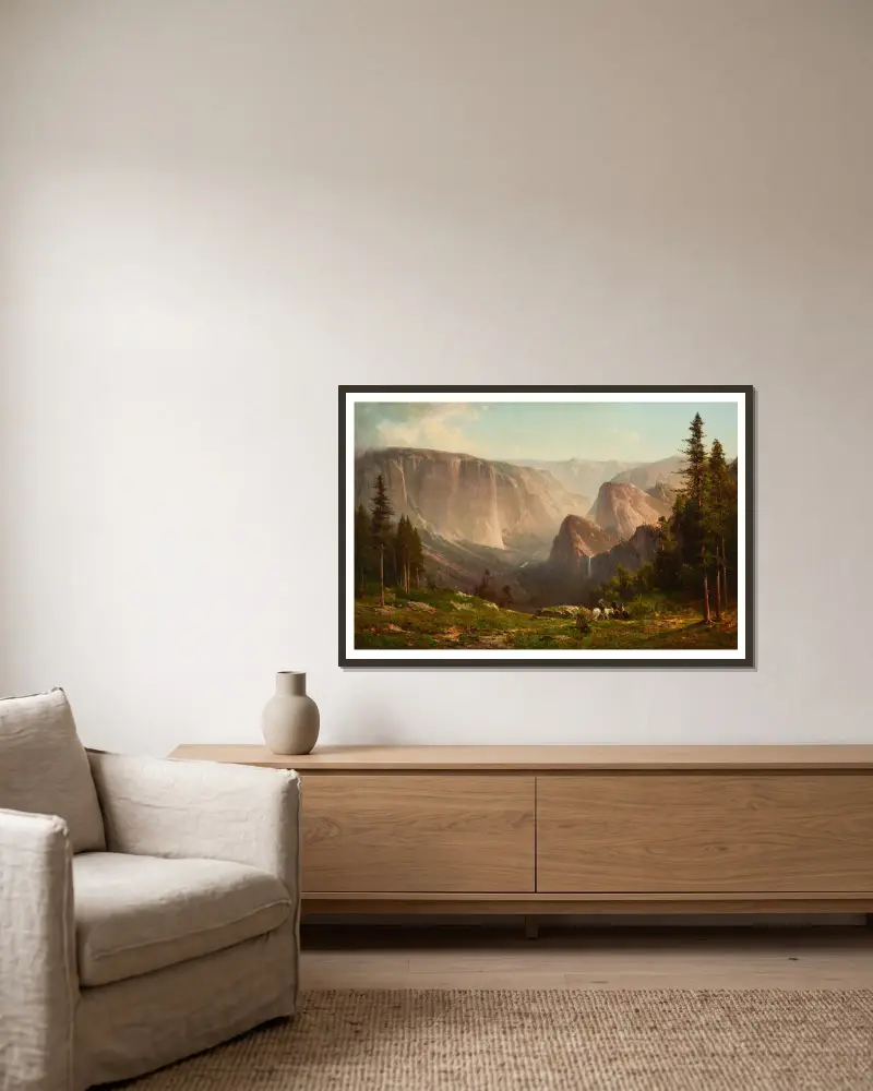 Yosemite, 1871 av Thomas Hill inramad på en vägg