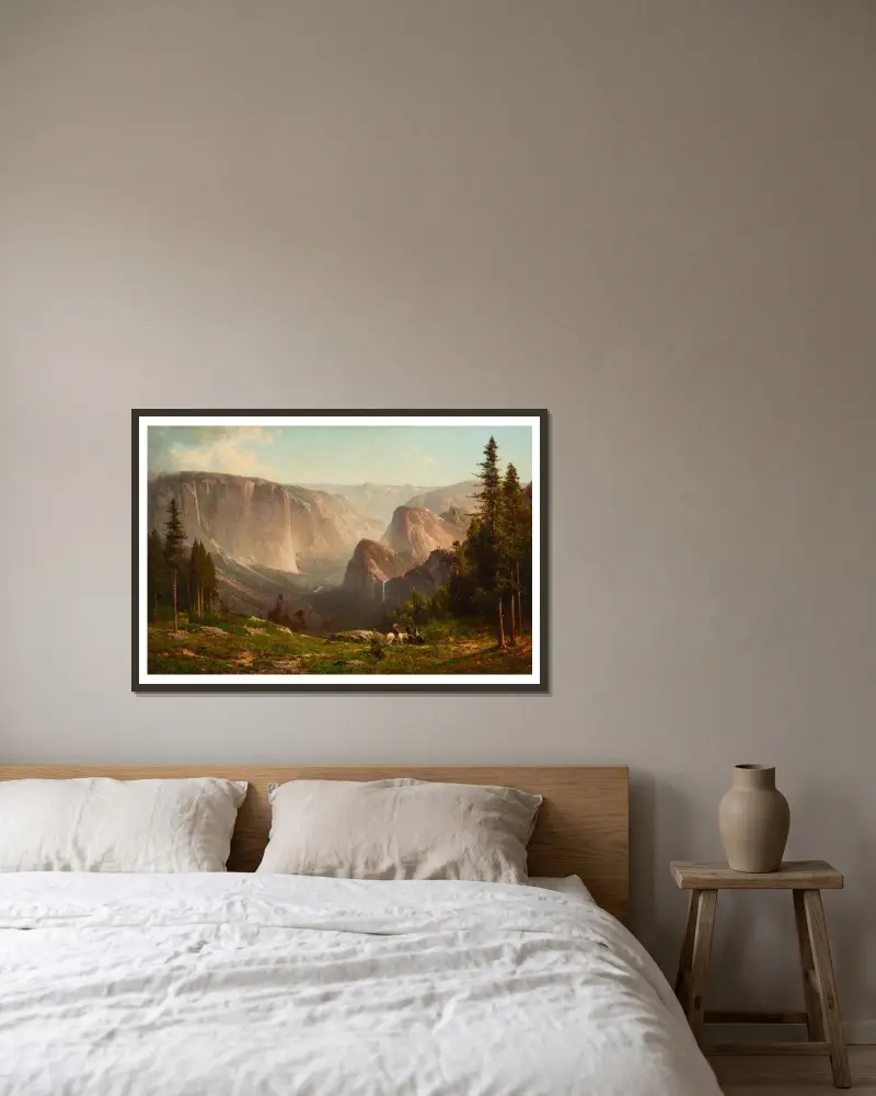 Yosemite, 1871 av Thomas Hill inramad på en vägg