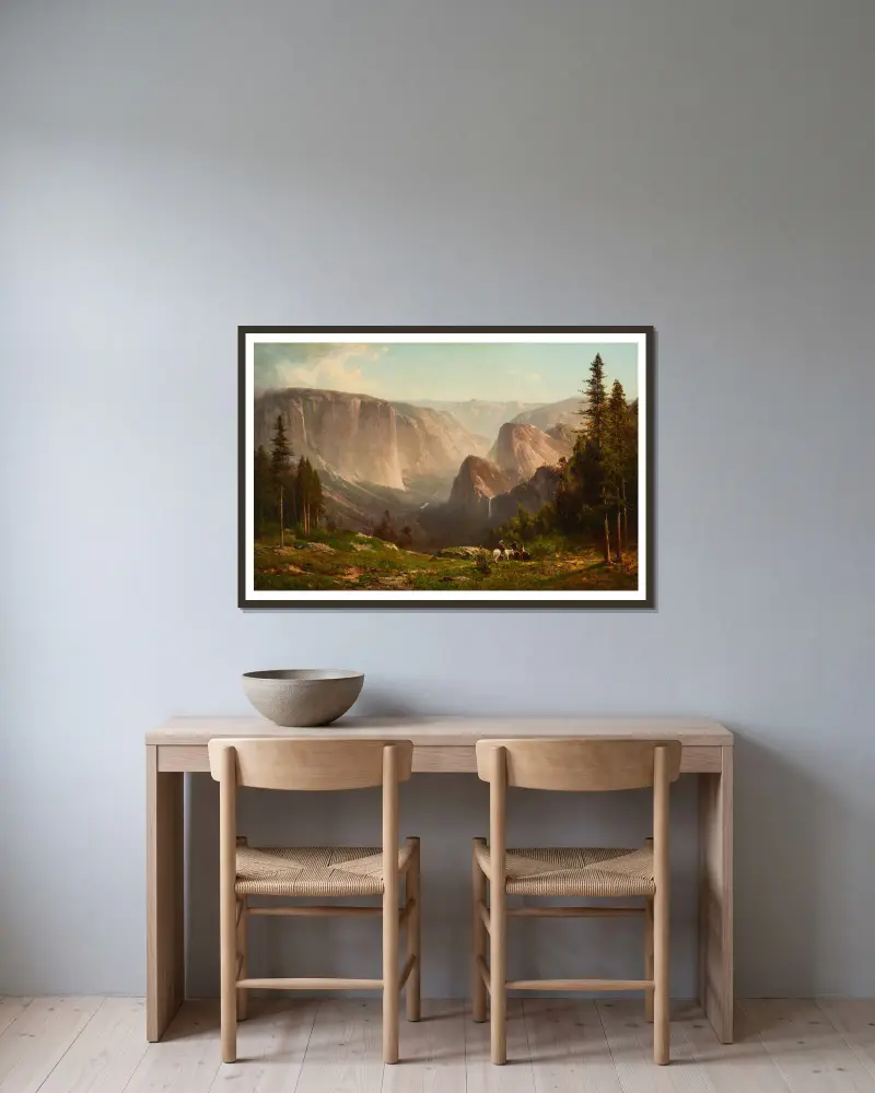 Yosemite, 1871 av Thomas Hill inramad på en vägg