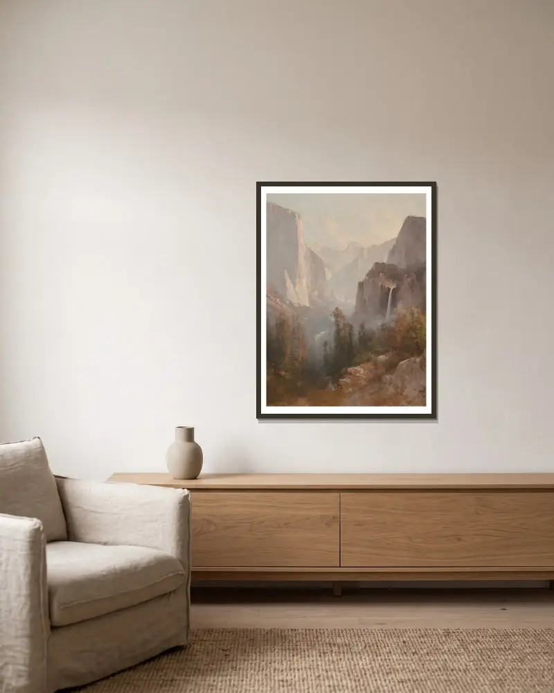 Yosemite, 1892 av Thomas Hill inramad på en vägg