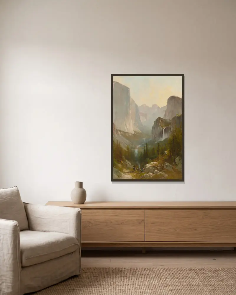 Yosemite Valley, 1889 av Thomas Hill inramad på en vägg
