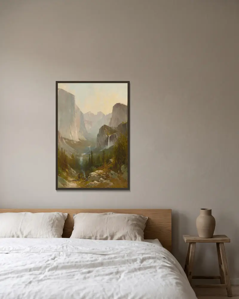Yosemite Valley, 1889 av Thomas Hill inramad på en vägg