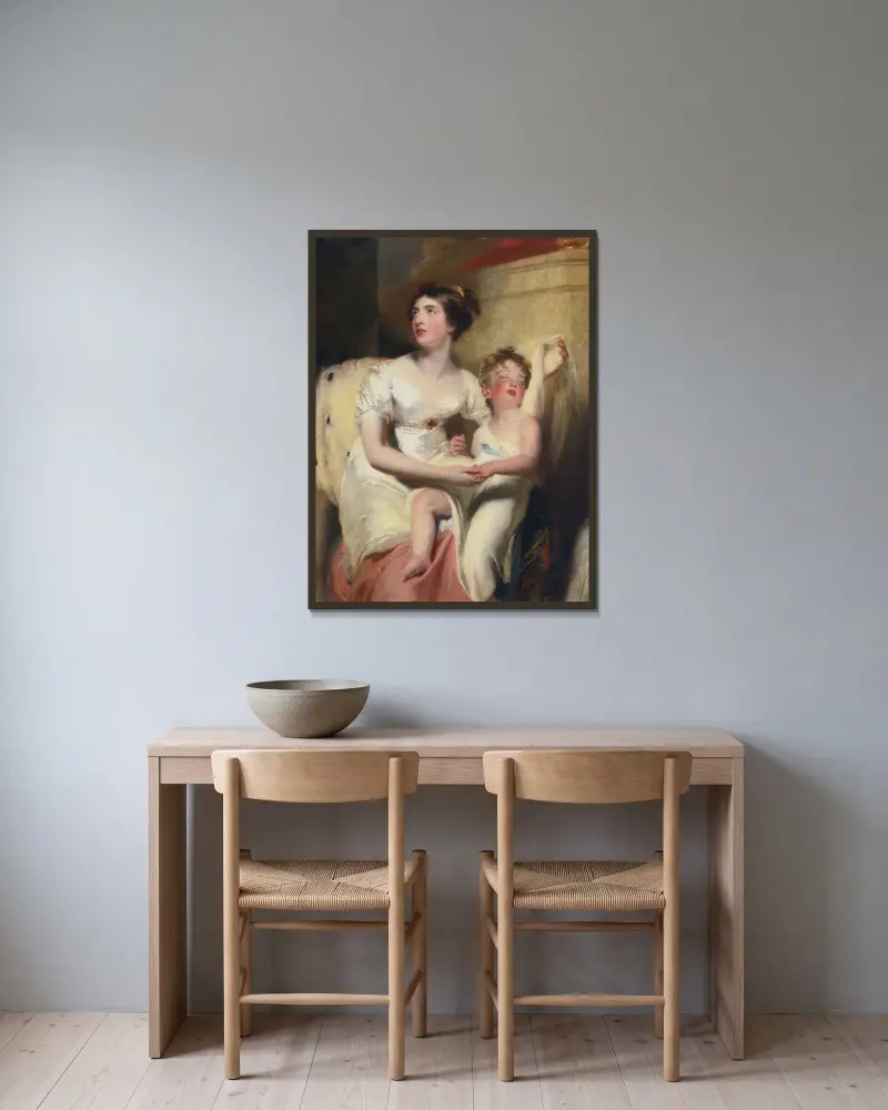 Anne, grevinna av Charlemont och hennes son James av Sir Thomas Lawrence inramad på en vägg