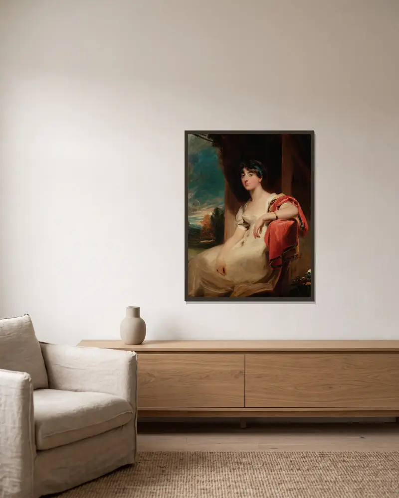 Miss Harriet Clements av Sir Thomas Lawrence inramad på en vägg