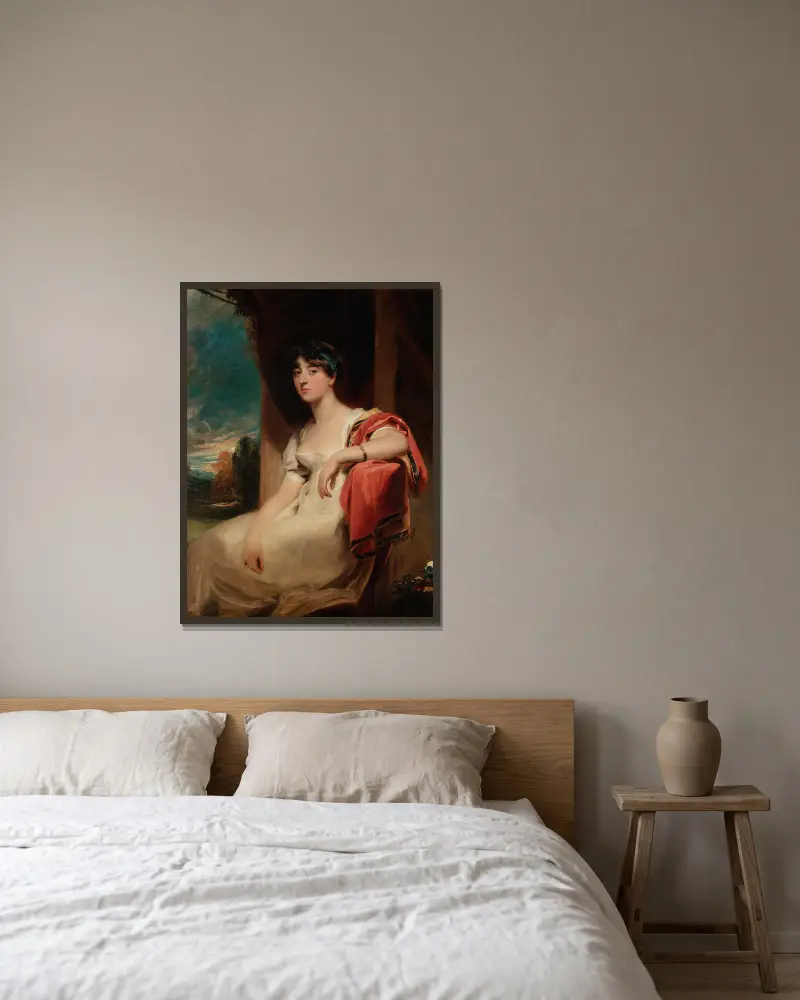 Miss Harriet Clements av Sir Thomas Lawrence inramad på en vägg
