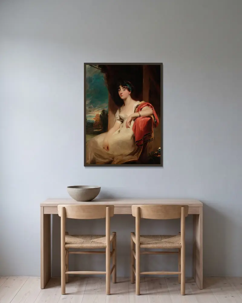 Miss Harriet Clements av Sir Thomas Lawrence inramad på en vägg