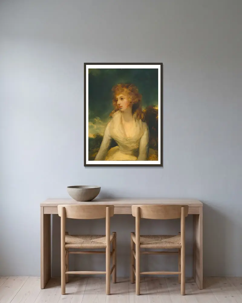 Mrs. Ayscoghe Boucherett av Sir Thomas Lawrence inramad på en vägg