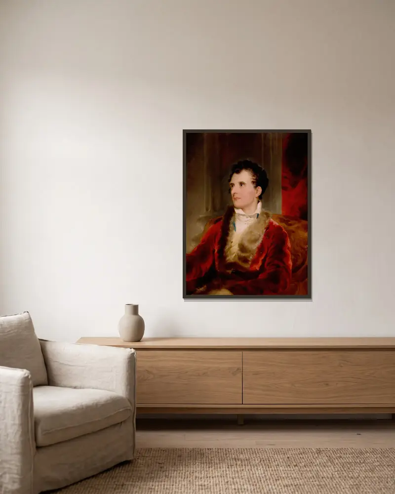 Porträtt av Antonio Canova av Sir Thomas Lawrence inramad på en vägg