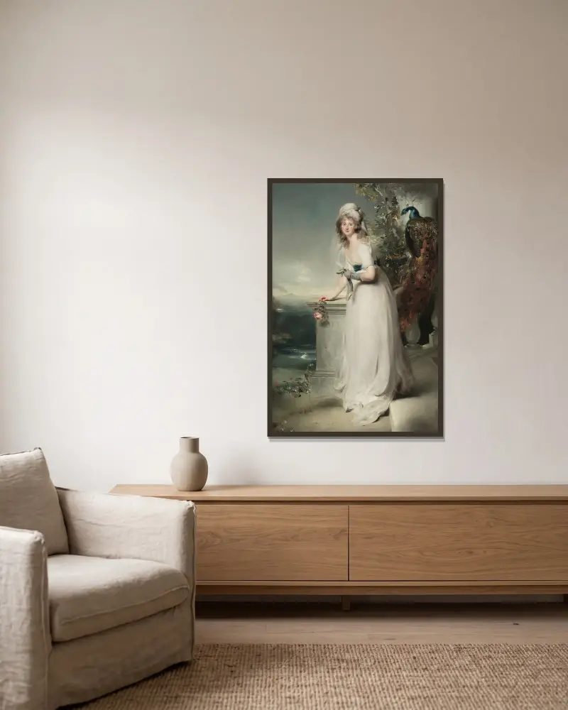 Porträt von Catherine Grey, Lady Manners von Sir Thomas Lawrence gerahmt an einer Wand