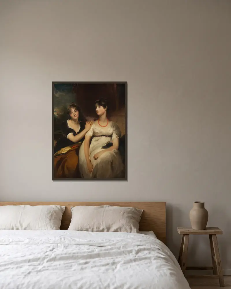 Porträtt av Charlotte och Sarah Carteret-Hardy av Sir Thomas Lawrence inramad på en vägg