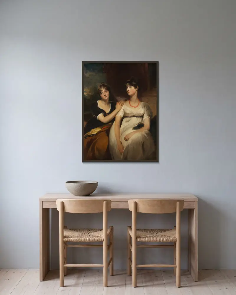 Porträtt av Charlotte och Sarah Carteret-Hardy av Sir Thomas Lawrence inramad på en vägg