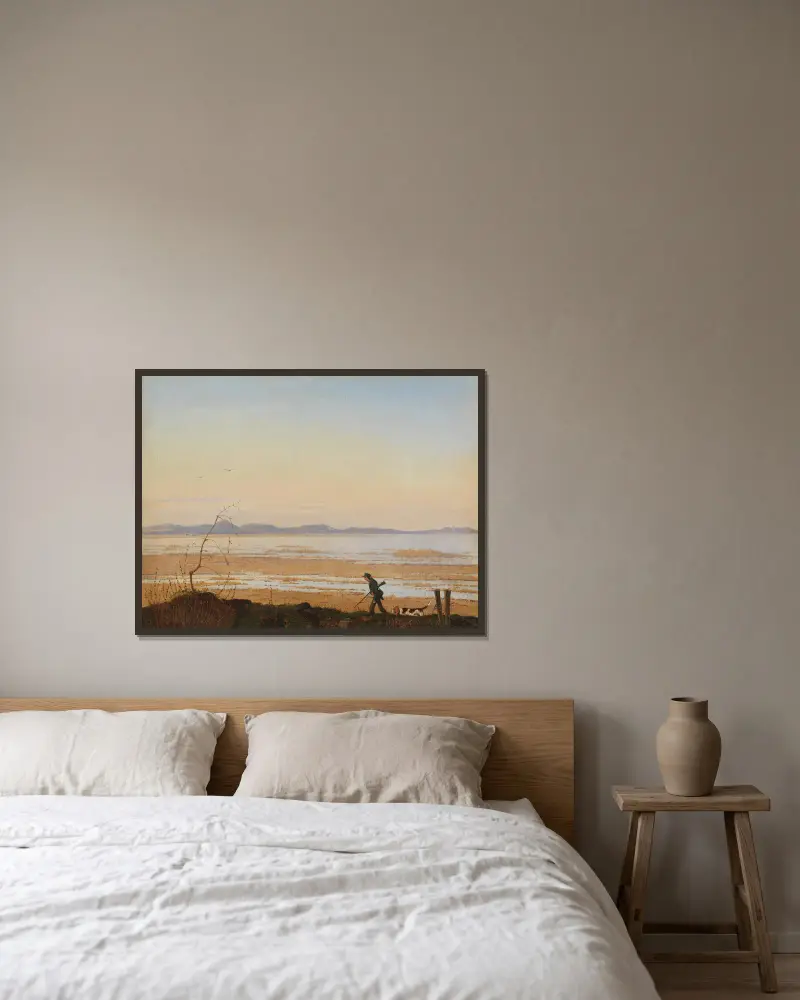 Ein Abend am Arresø-See von Johan Thomas Lundbye gerahmt an einer Wand