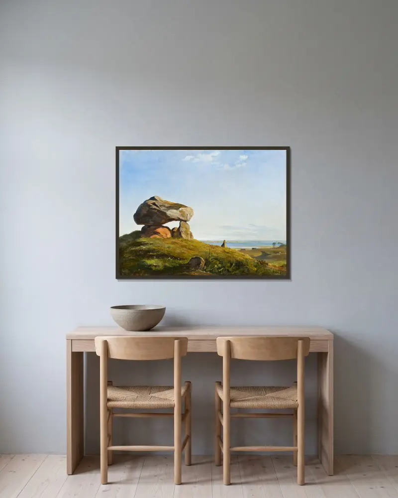 Dolmen w Raklev, Røsnæs, Johan Thomas Lundbye w ramie na ścianie
