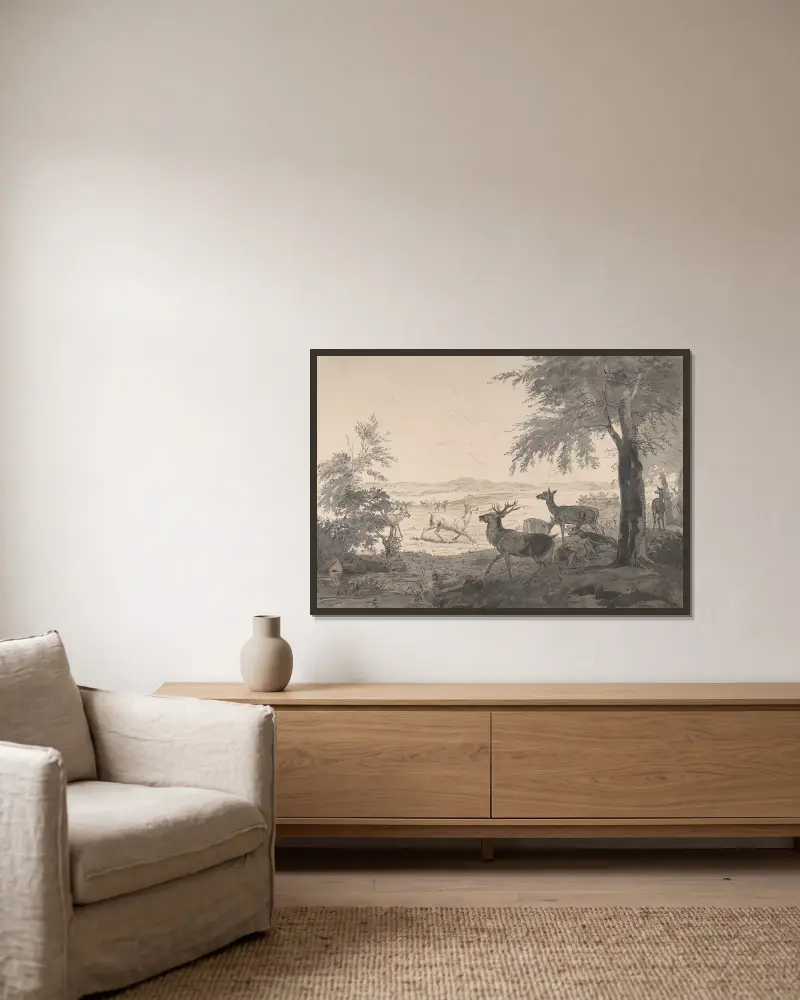 Blick über Dyrehaven von Johan Thomas Lundbye gerahmt an einer Wand